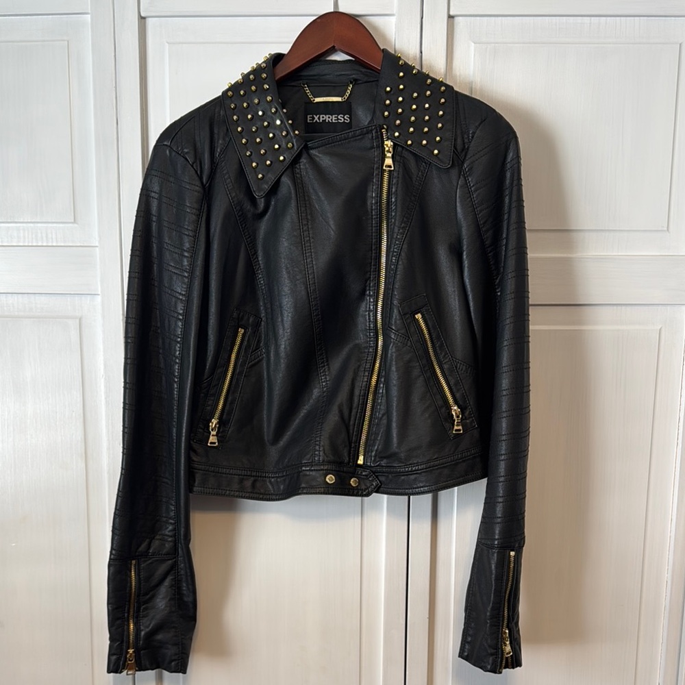 Express Black Leather Motorcycle Jacket